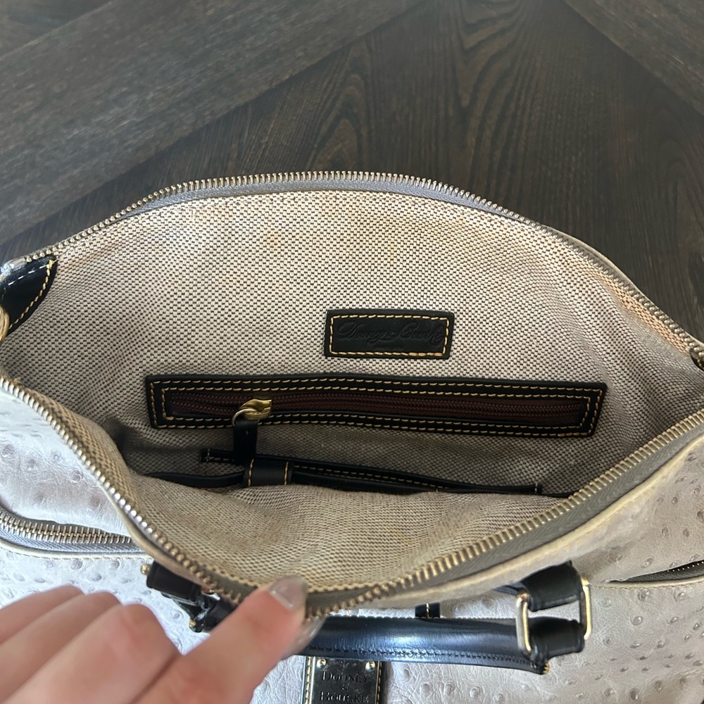 Dooney & Bourke Ostrich Medium Barlow Gray Leather Double Handle/ Crossbody - Picture 8 of 8